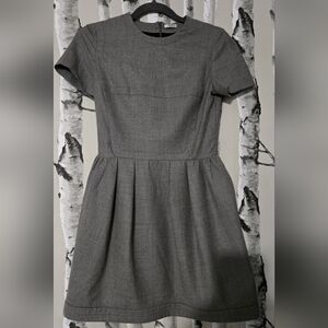 Miu Miu Wool Gray Short-Sleeve Pleated Dress Size 38/M